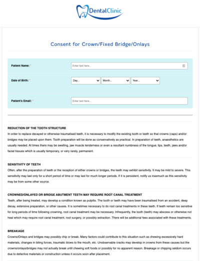 Crown And Bridge Consent Form Pdf
