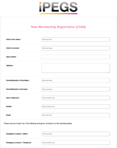 New Membership Registration Form (Child) Template