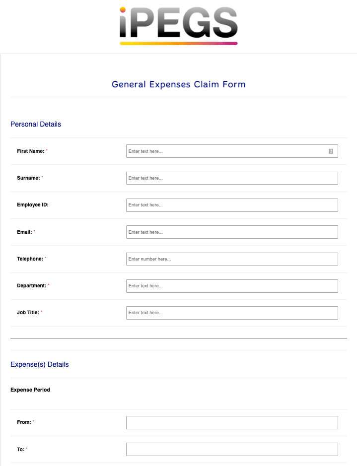 General Expenses Claim Form Template