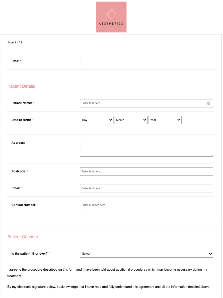 Minor Surgery Consent Form Template