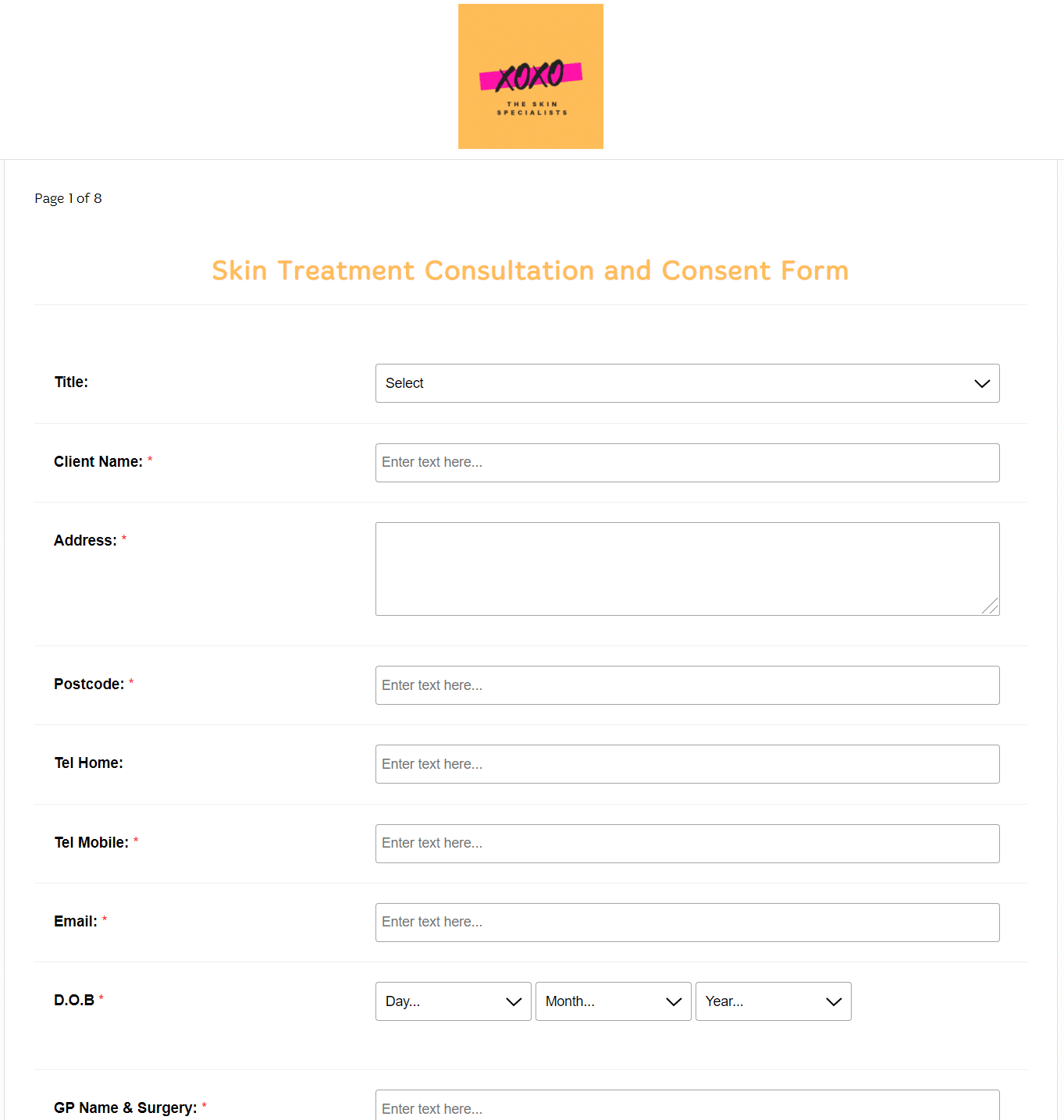 Skin Treatment Consultation Form And Consent Form Template